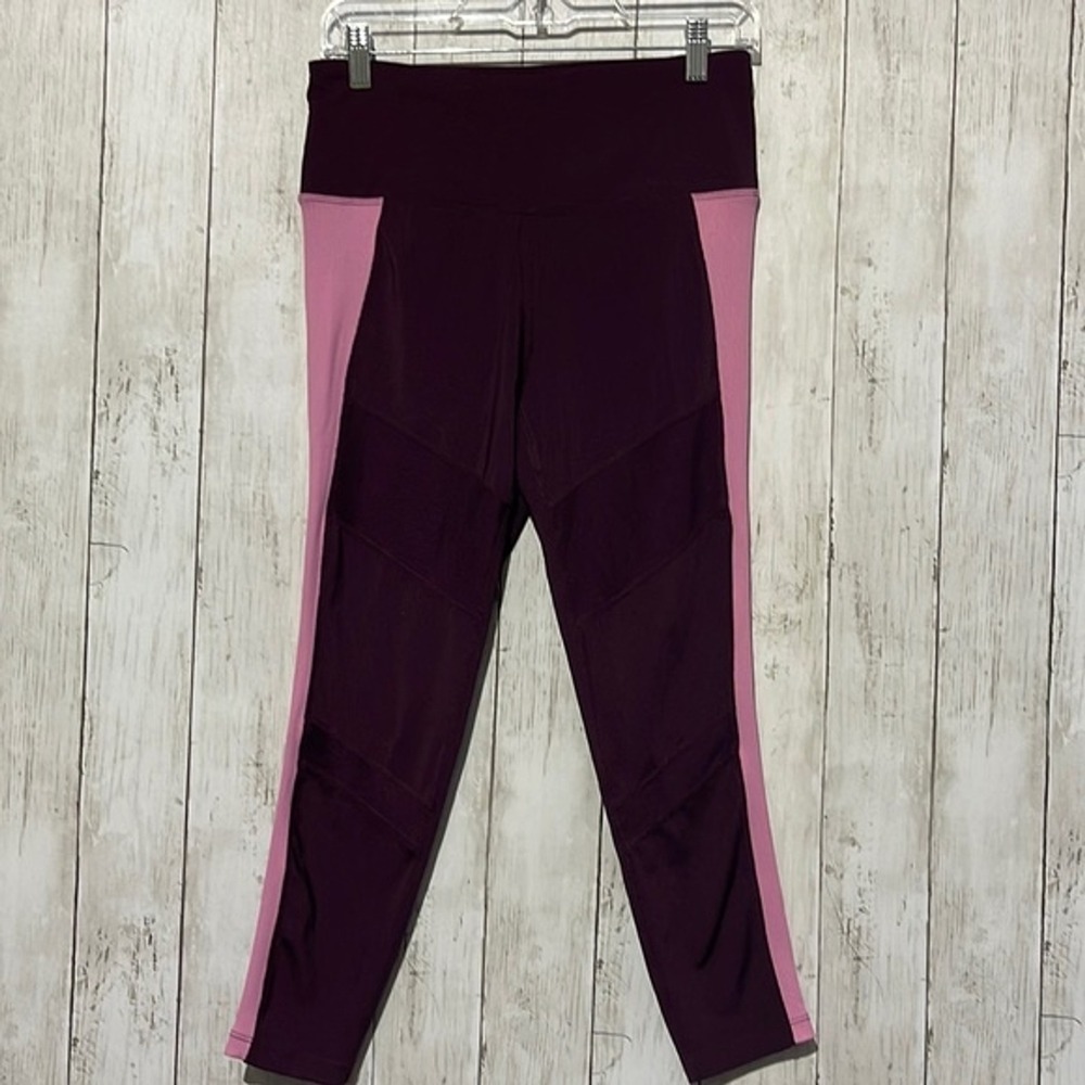 Tangerine Womens Port Rose Ribbed Side Stripe High Waisted Leggings Medium